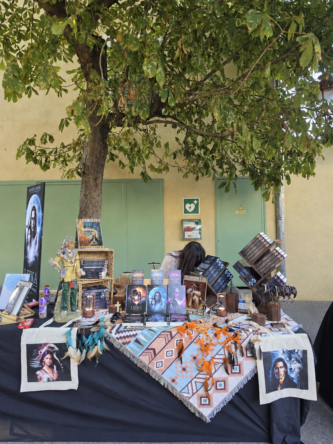Les livres et la décoration du stand au salon de Levens, le 19 septembre 2026